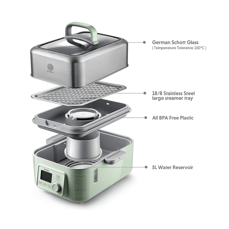 BUYDEEM北鼎 家用多功能隔水蒸燉鍋電蒸籠 智慧預約保溫 急速上汽 5L G563 #淺杉綠 聖誕新年情人節父親節母親節禮物 8
