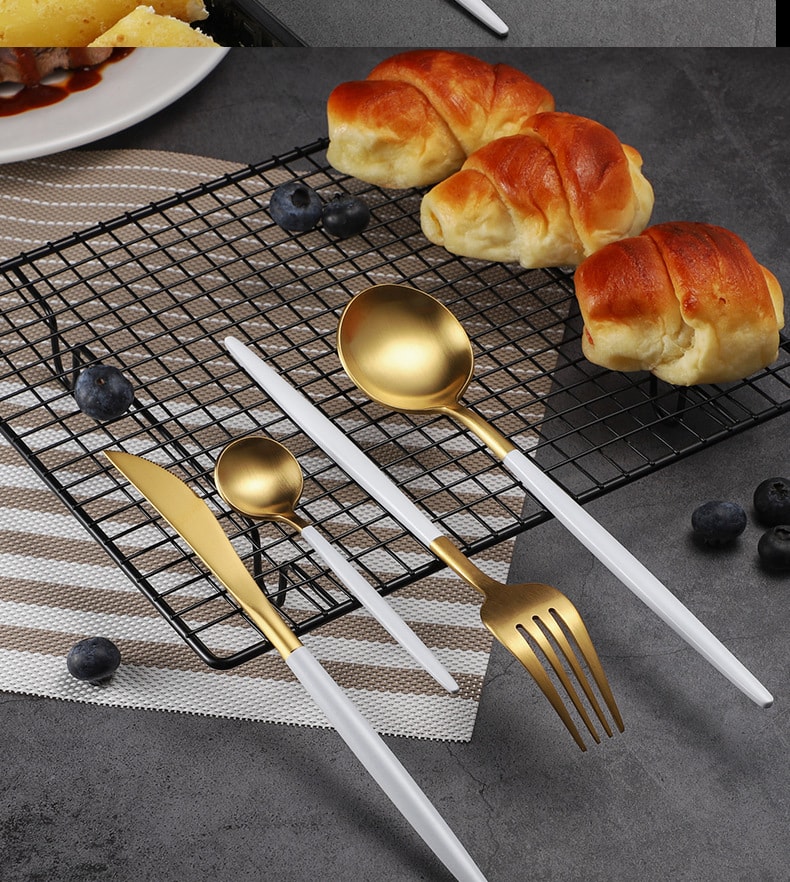 FaSoLa Life 葡萄牙餐具 餐刀 粉银色 304食品级不锈钢 镀金北欧西餐具