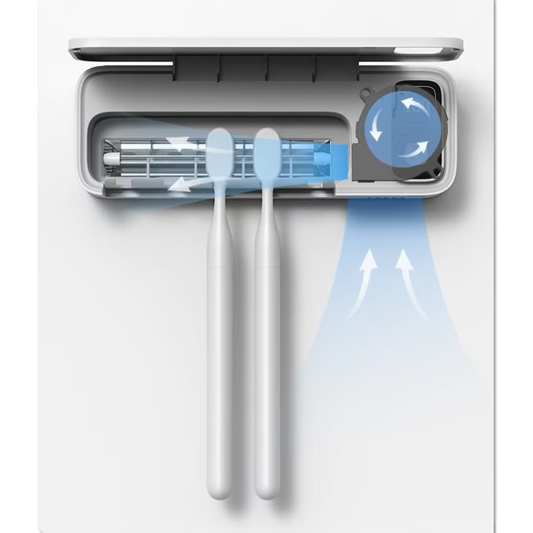 【マルチスピードデジタルディスプレイ】歯ブラシ殺菌乾燥サイクルインテリジェントUV殺菌歯ブラシホルダーホワイト1個 3