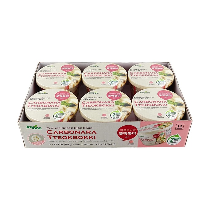 Flower Shape Rice Cake -  Carbonara Tteokbokki, 4.93 oz*6 Bowls