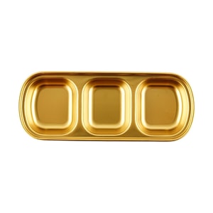 浴见你 304不锈钢分格酱料碟 小料碟子烤肉蘸料碟 金色 3格