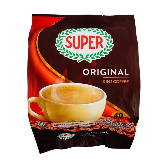 新加坡SUPER超级 三合一低脂即溶咖啡 原味 18g*40条入