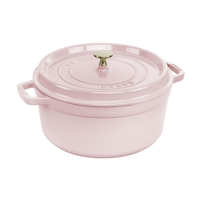 STAUB Round Dutch Oven, Enamel - coated Cast - iron with Double Ears, Peony Pink,4QT