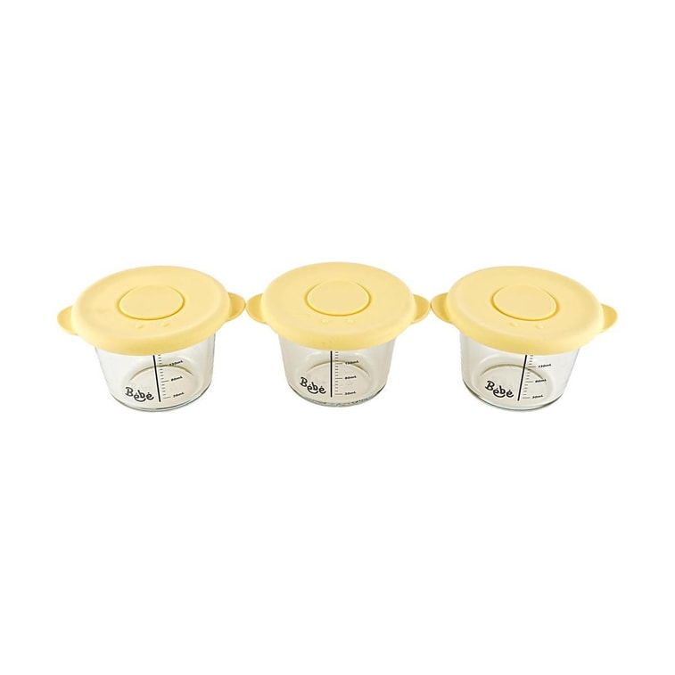 밀폐형 유리 이유식 용기 (BPA-Free, 노란색 3개입) 6