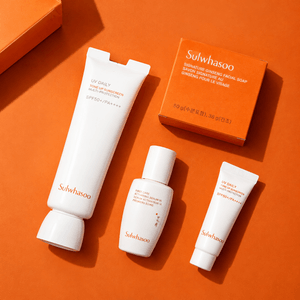 UV Daily Tone-Up Sunscreen Set, SPF50+ PA++++, 50ml + 10ml with First Care Activating Serum 8ml & Ginseng Facial Soap 50