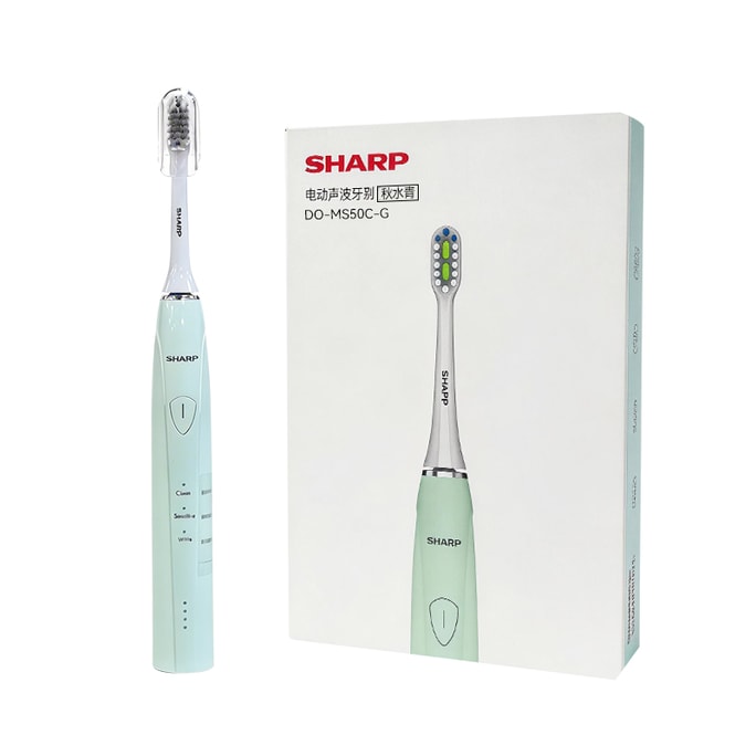 日本 SHARP 夏普声波电动牙刷秋水青 进口杜邦软毛 多档清洁高频震动 IPX7 防水 超长续航智能护龈美白牙刷【中国电压】送配套牙刷头、礼盒【母亲节端午节中秋过年送礼礼品】