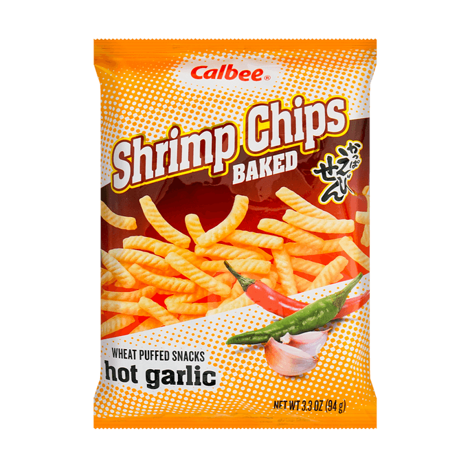 CALBEE Shrimp Chips Hot Garlic Flavor, 3.3oz