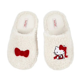 THE BEAST野兽派 家居三丽鸥毛绒刺绣拖鞋 #奶白色 240/96(36-37) 可外穿室内家居鞋【Hello Kitty联名限定】