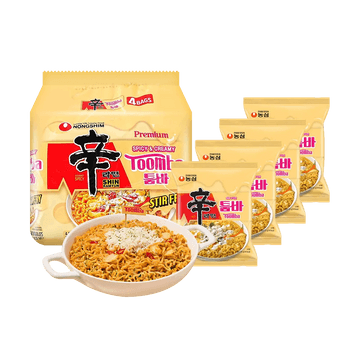 Shin Ramyun Toomba - Spicy Creamy Stir Fry Instant Ramen Noodles , 4.83oz*4 Packs【Edward Lee Pick】【Culinary Class Wars】