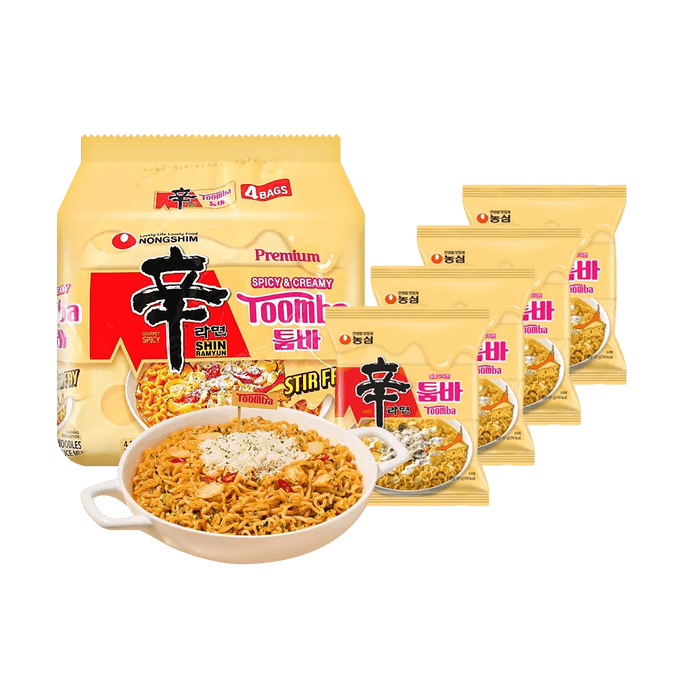 Shin Ramyun Toomba - Spicy Creamy Stir Fry Instant Ramen Noodles , 4.83oz*4 Packs【Yami Exclusive】