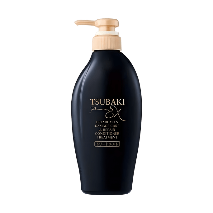 日本SHISEIDO資生堂 TSUBAKI絲蓓綺 黑椿 奢華黑離子修護強效EX護髮素 450ml 燙染嚴重受損修復【2024新版】