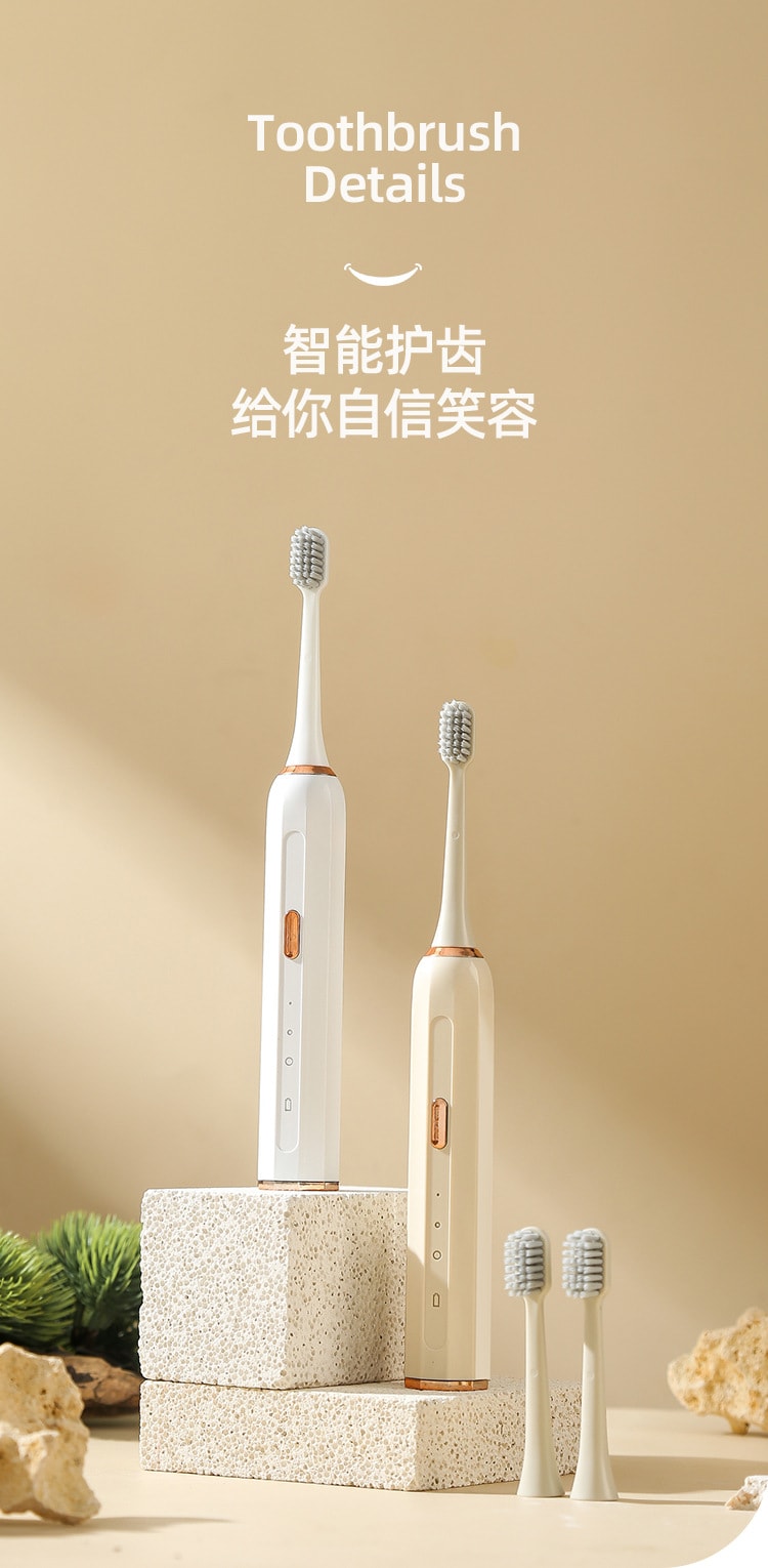 【中國直郵】 多蒙 智慧型電動牙刷USB充電全自動成人款情侶套裝家用防水 1 把