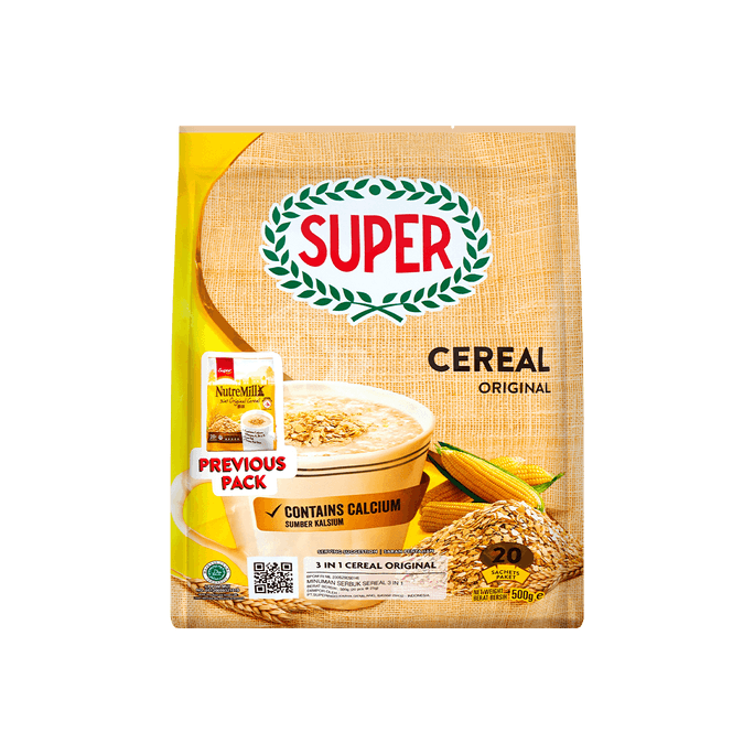 新加坡SUPER超级 三合一营养麦片 原味 20包入 500g
