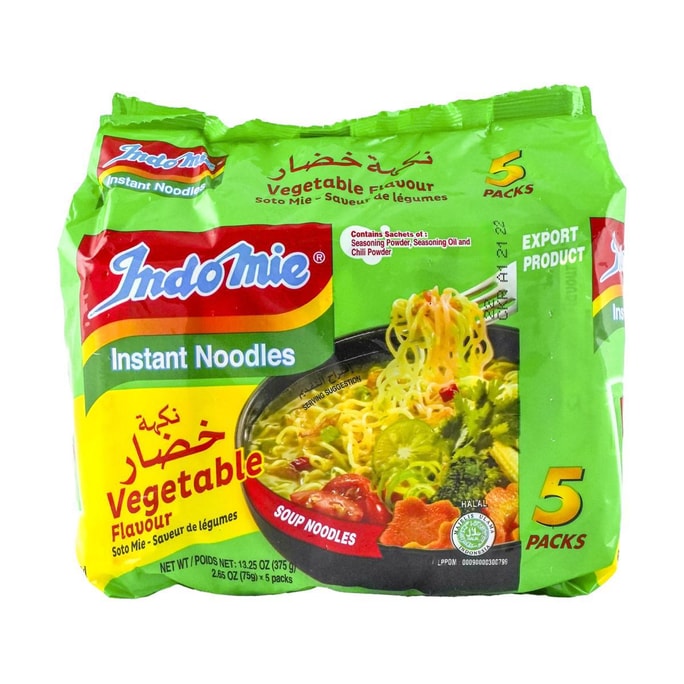 印尼INDOMIE 蔬菜面 速食方便面 75g*5连包