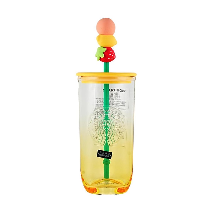 Starbucks Triangle Glass Cup Transparent Water Cup Drinking Desktop Cup 530ml [Fruit Fate Encounter]