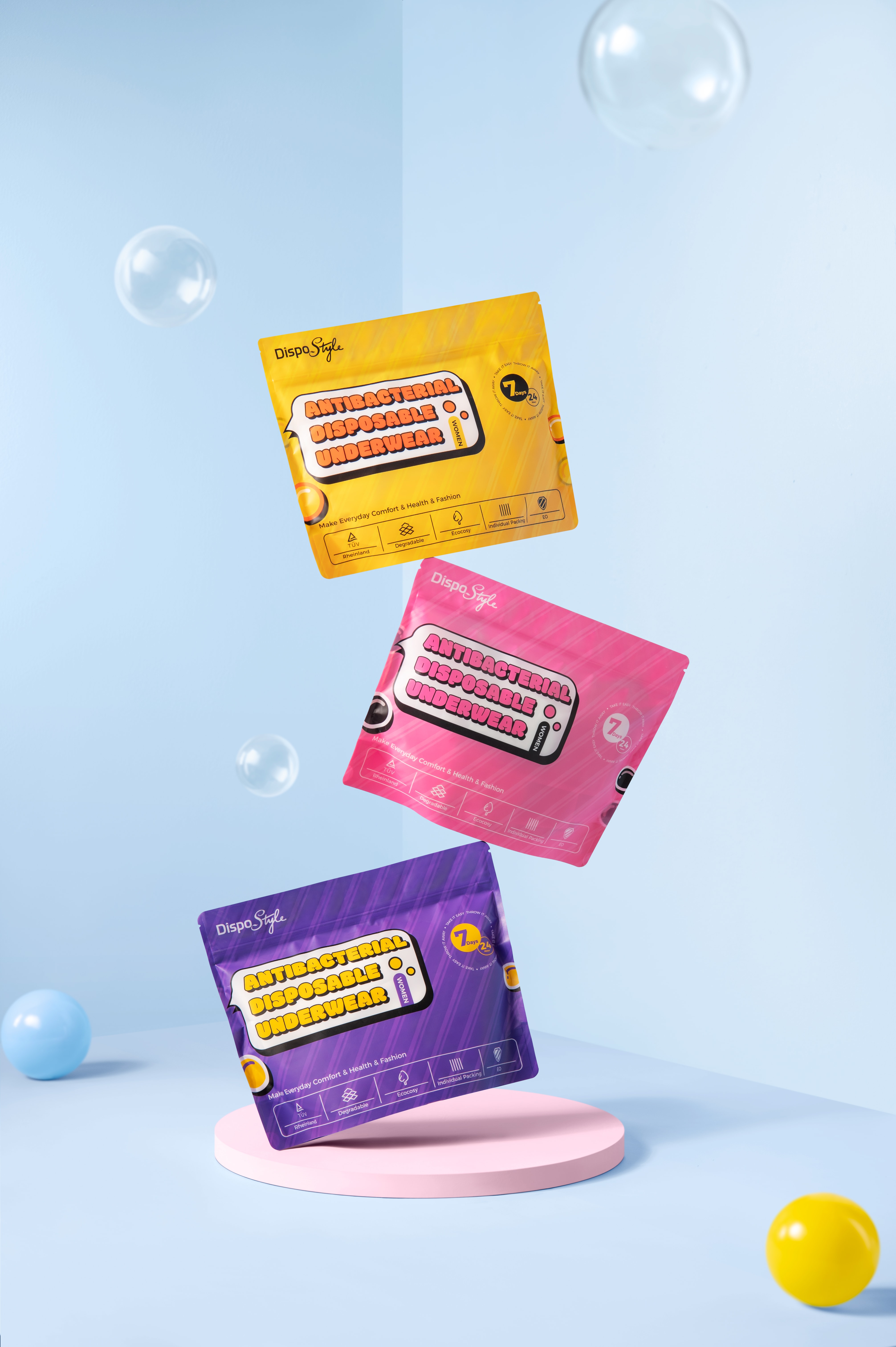 Dispostyle 女士一次性日抛内裤 超舒适  5A抗菌无菌免洗 科技环保面料 1包7条装 丁字款 S