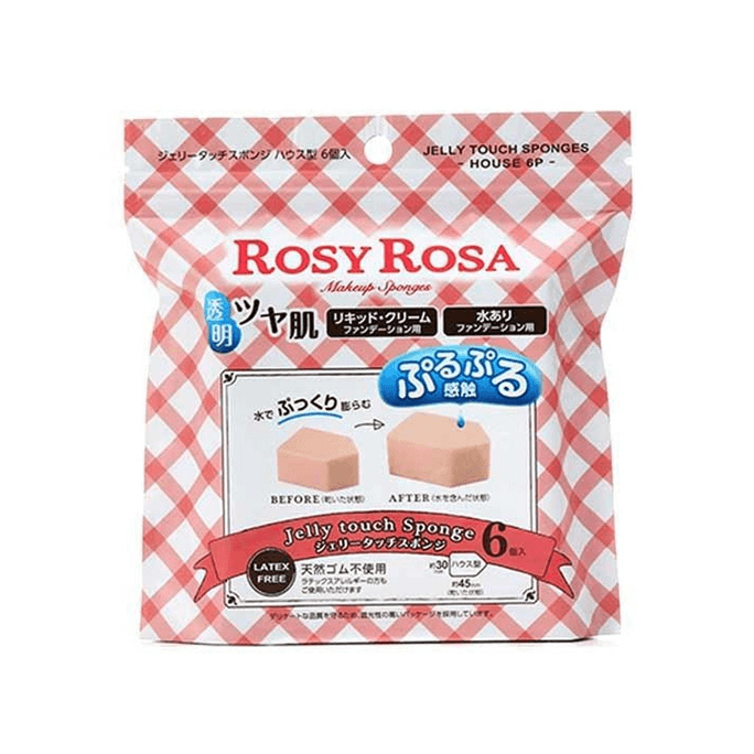 [일본에서 온 다이렉트 메일] ROSY ROSA 젤리 펜타곤 파우더 퍼프 메이크업 스펀지 습식 및 건식 사용 6개입