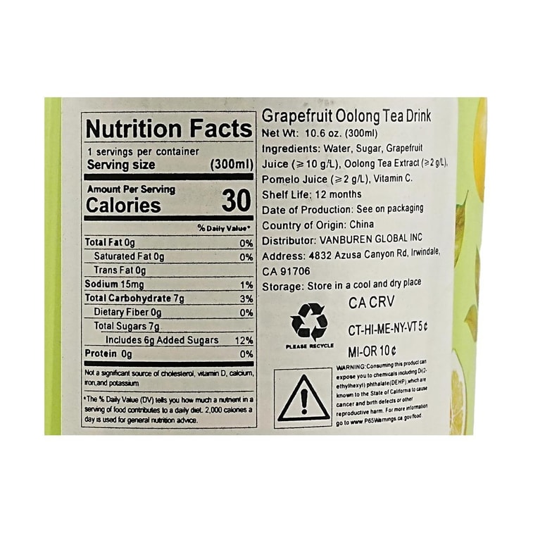 Twin Pomelo Infused Tieguanyin, Fruit Juice Tea,10.1 fl oz *6【6 Packs】【0 Fat Low Calories】 9