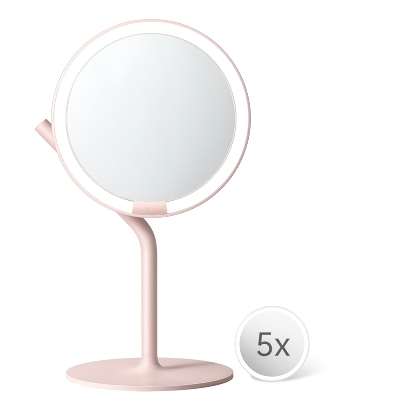 AMIRO LED Makeup Vanity Mirror with 5X Magnification Mirror Pink