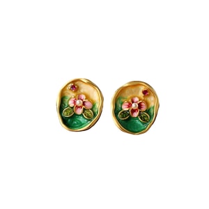 [Women 's Day must-have] 🌷 Vintage monet garden stud earrings, a must-have for French retro sweet girls! vintage niche design, gentle pearl tulips, super eye-catching afternoon tea for dates ~ 1 pair