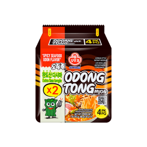 Odong Tong Myon - Spicy Seafood Udon with Extra Seaweed, 4 Packs* 4.23oz