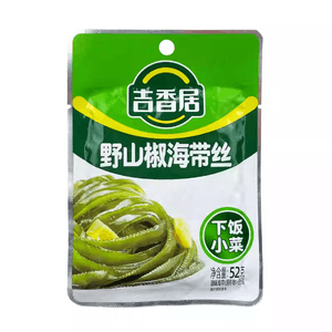 Jixiangju Wild Sichuan Pepper Kelp Strips, Small Spicy Pack, Great with Rice or Porridge, Office Seafood Snack, Ready-to-Eat, 52g*2 Packs