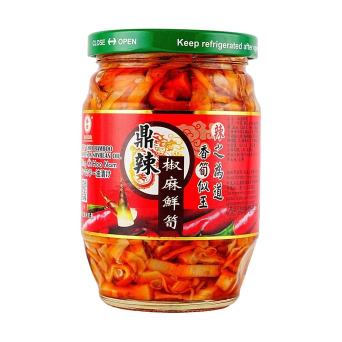 콩기름에 담긴 매콤한 칠리 죽순, 12온스