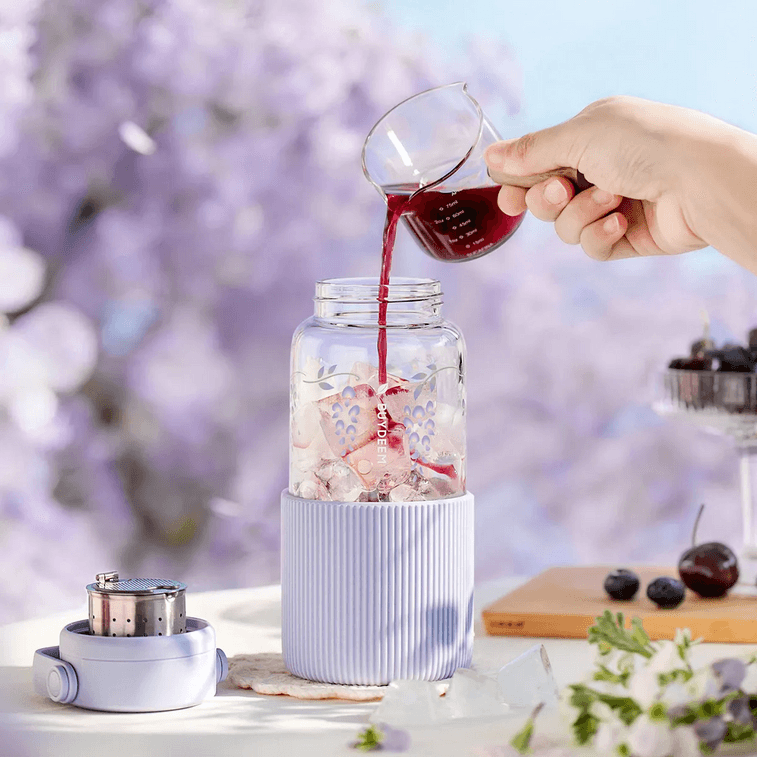 Portable Glass Tea Bottle, 630ml, Purple Wisteria CD1009 3