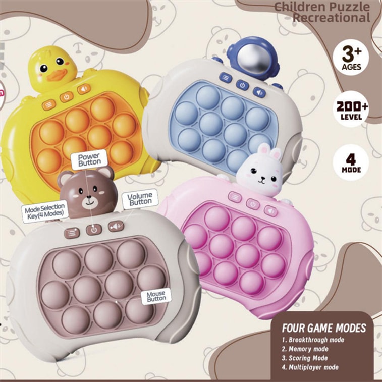 【中國直郵】 靈動創想 兒童按按樂解壓男女益智小孩遊戲機速推機打地鼠滅鼠先鋒遊戲機 二代棕熊 3