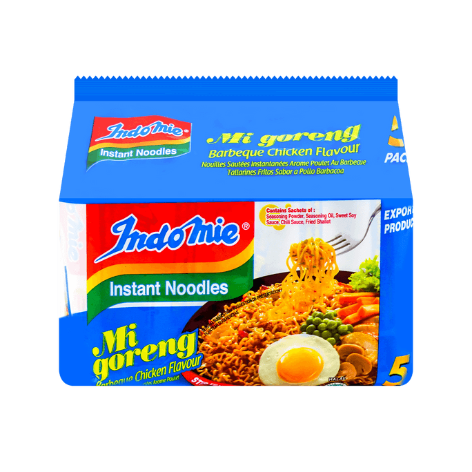 印尼INDOMIE营多 捞面 即食拌面泡面 烧烤鸡肉味 5连包 425g【世界十大最好吃泡面】