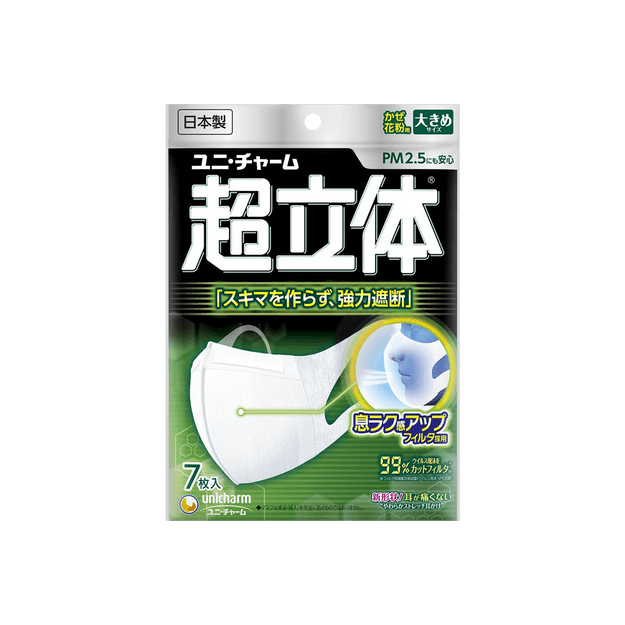 商品详情 - 日本UNICHARM 超立体 3D医用口罩 7个装 大码 - image  0