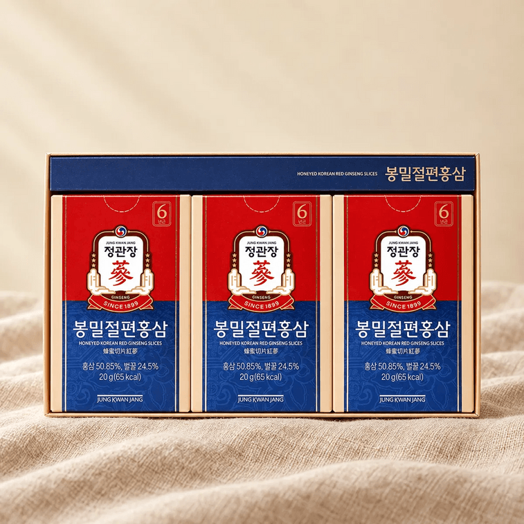 꿀에 절인 한국 홍삼 슬라이스 0.71oz*6팩 4.23oz 【한국 직수입】【꿀에 절인 슬라이스】 2