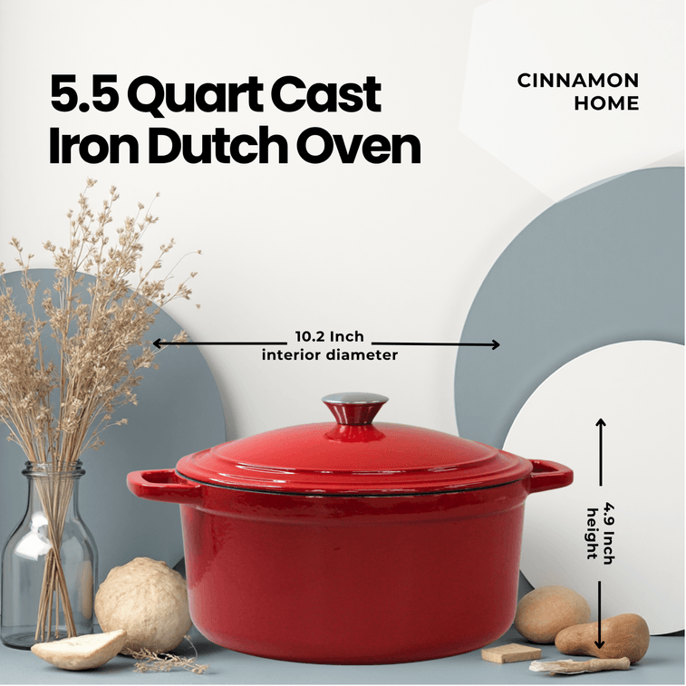 美国 西纳蒙 铸铁珐琅锅26cm (5.5QT) 经典红 家用多功能炖盅焖烧煮炖煲锅 天然微压 细煮慢炖 不挑炉灶 7