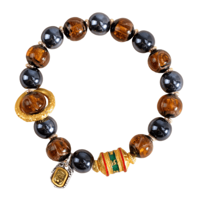 Pearlescent Black Ceramic Zakiram Bracelet Female Version 10mm Glass Porcelain Bracelet Bring Peace Good Luck and Fortune Women Gift 1 Piece