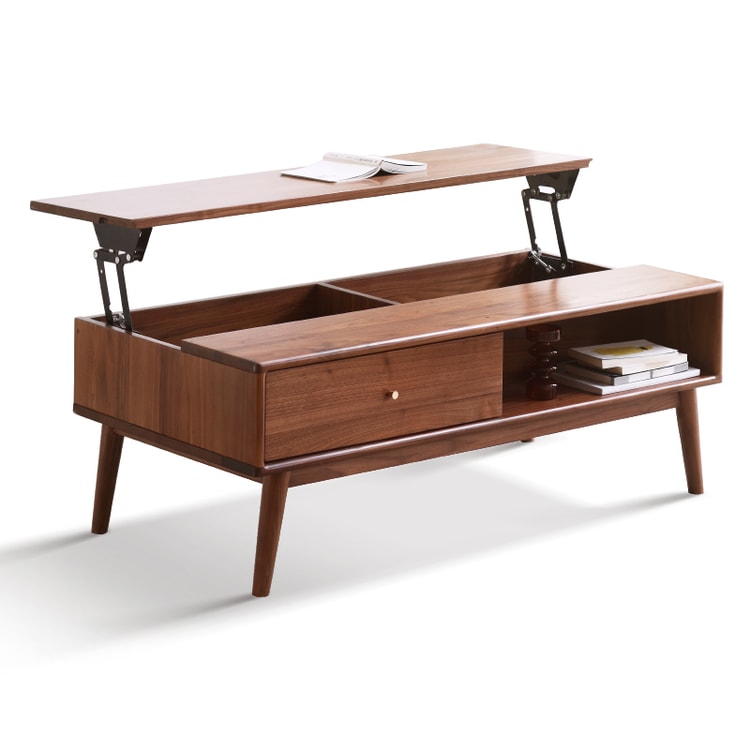 Solid Wood Lift Top Coffee Table with Drawers and Hidden Storage  Compartments