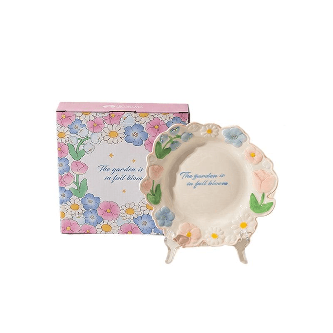 【中国直送】モダン主婦 釉下彩 プレート 美しい食器 ご飯茶碗 家庭用食器 花漫星野 8インチ平皿 1点