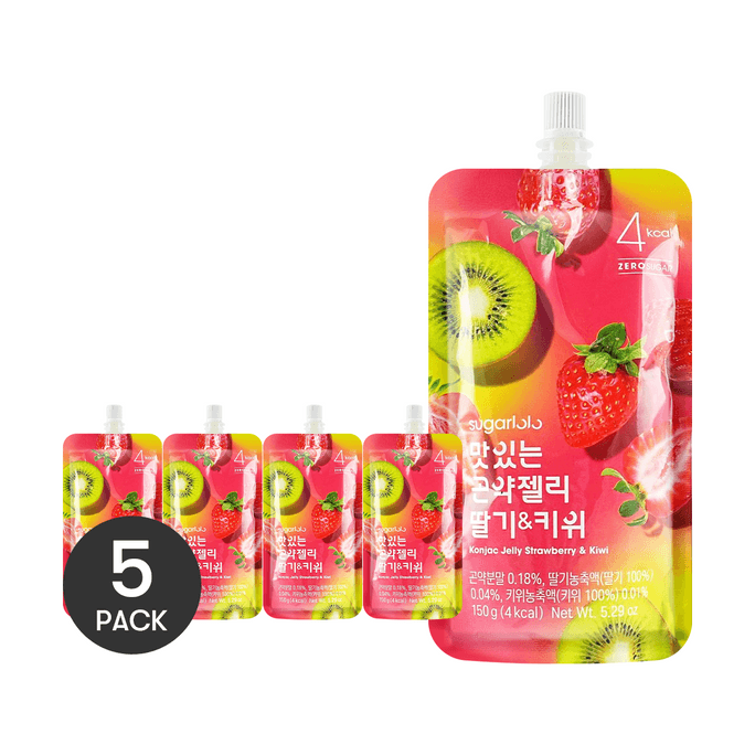 Konjac Jelly Drink Strawberry & Kiwi 5.3 oz*5【5 Packs】