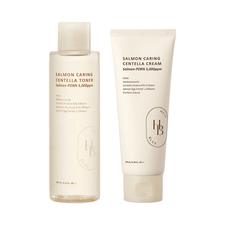 Salmon Caring Centella Toner, 6.76 fl.oz.+ Salmon Caring Centella Cream, 3.38 fl.oz.【Value Pack】 4