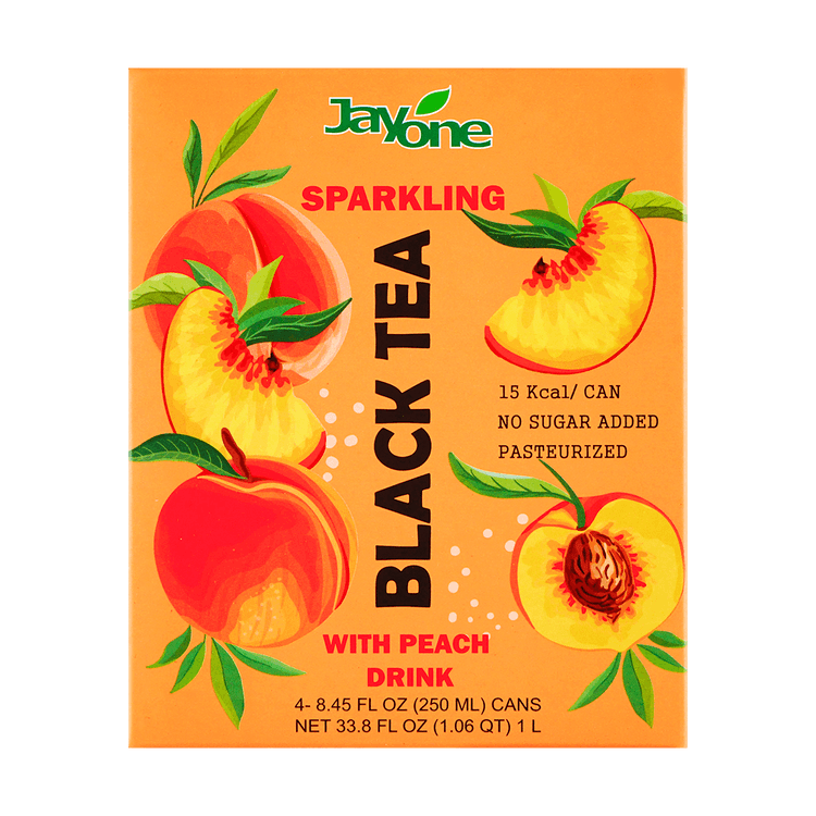 Get Jayone Sparkling Drink, Black Tea & Peach 4 Cans Delivered