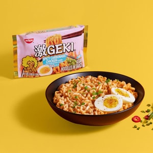 Geki Instant Noodles Multipack ,Spicy Carbonara Chicken Flavor with Other Natural Flavors, 3.88 oz*5 【US Limited Edition