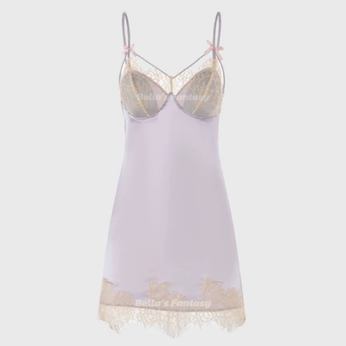 Bella's Fantasy Carly Mesh Lace Slip Dress Set Lilac Size M