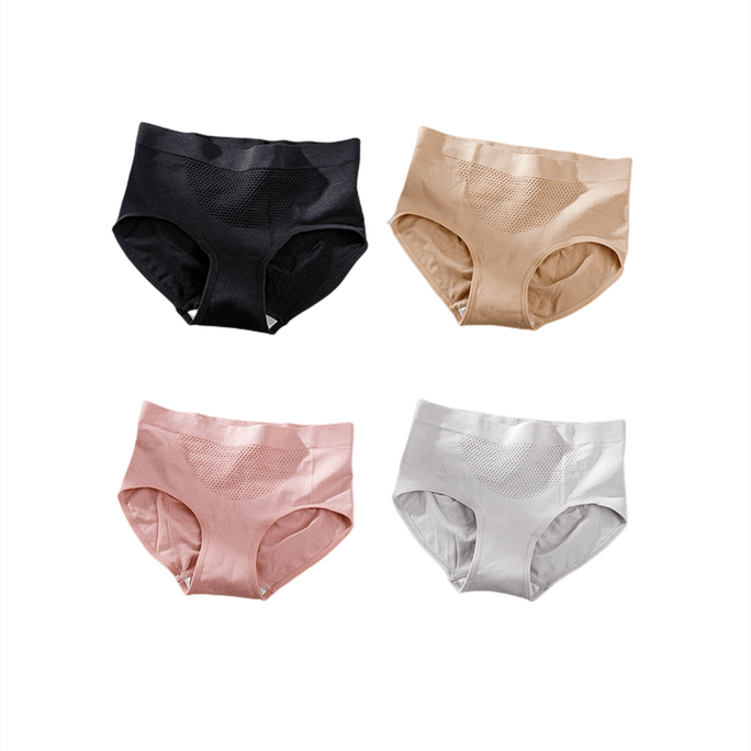 Women's Underwear Seamless Waist Lift Hip Honeycomb Black+Skin Colour+Pink+Grey One Size