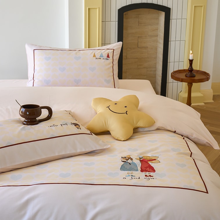 【中国直邮】 Lullabuy 奇遇梦境 床上用品三件套床品宿舍卧室必备(床单*1+被套*1+枕套*1)额外赠送抱枕 Twin Size 摘颗星星 3