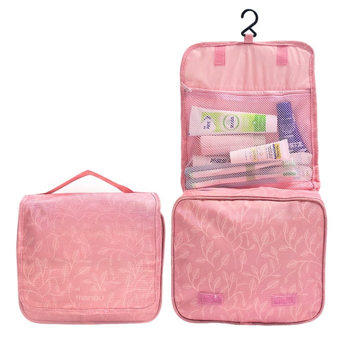 Fatina Dry Separation Toiletry Bag Pink - Opaque Travel Toiletry Organizer, Large Capacity Compartments, Lightweight Stand/Hang Design, Foldable Ultra-Compact, Unisex