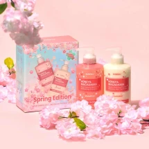韩国KUNDAL 樱花限定版 蜂蜜澳洲坚果洗发水500ml + 护发素500ml 洗护套装
