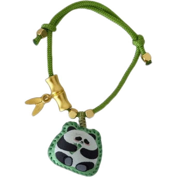 【Panda-themed Sachet Bracelet Cute Panda-hugging-bamboo Shape】Adjustable Green Rope Stylish and Easy to Wear 1 Piece