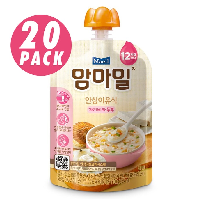 韩国Maeil妈妈餐 20包 婴儿食品 12个月 扇贝豆腐 ($3.25/Count)