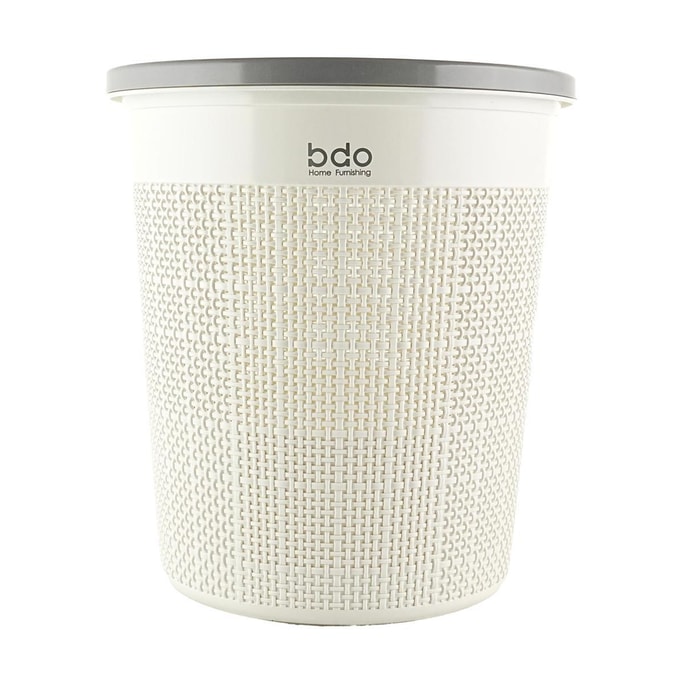 BDO 压圈垃圾桶 家用客厅轻奢大号卧室创意卫生间厕所宿舍厨房纸篓 白色 1L 18.6×28×25cm