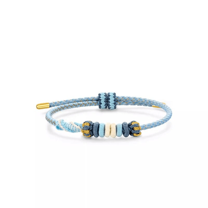 [중국 직배송] 차우 타이 푸크 컬러풀 꼬임 DIY 로프 팔찌 - 아름답고 심플하며 우아한 색상 - 블루 & 화이트 - 25cm