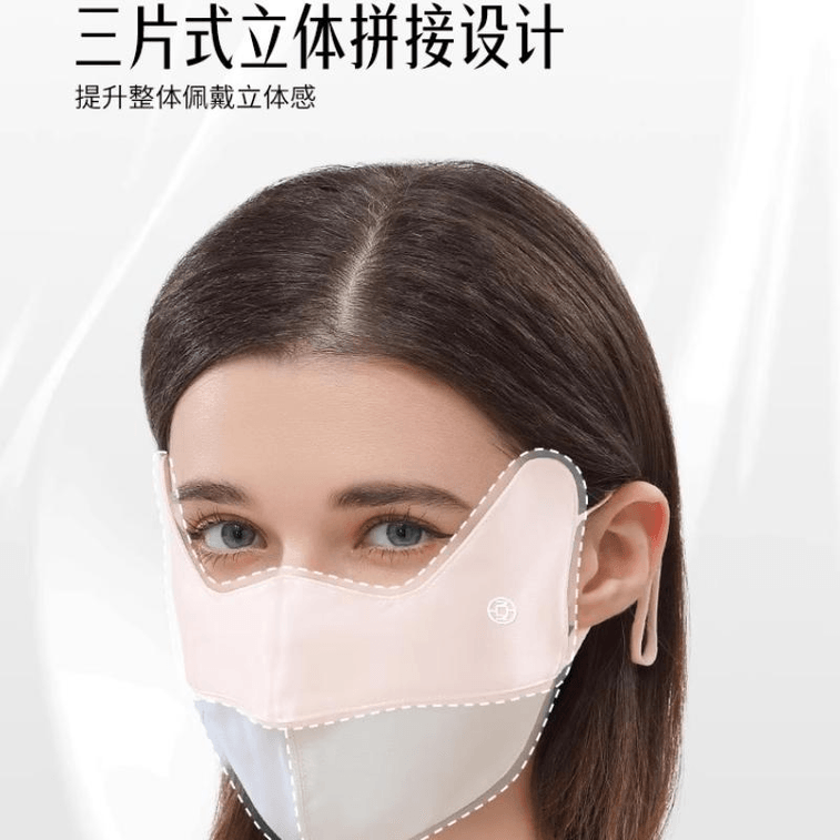 【中国直邮】 夏秦 防晒口罩真丝防紫外线女面罩 冬季保暖柔光粉 23.5*13.5cm 3